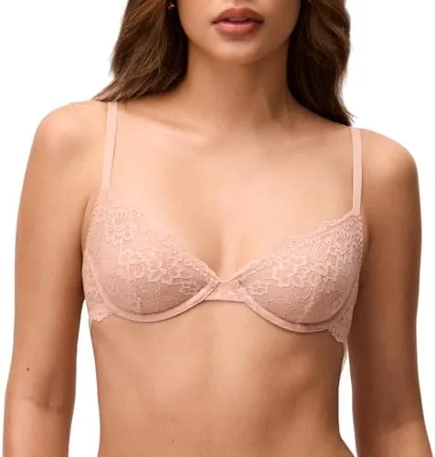 halobliss demi lace bra for women small breasted unlined blush beige 38a