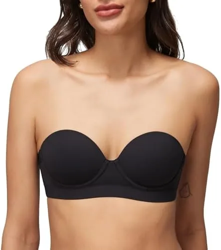 halobliss strapless balconette bra for women small chests black 34a