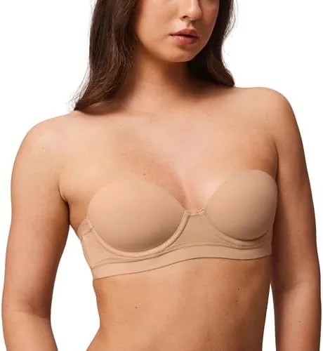 halobliss strapless balconette bra for women small chests natural 34a