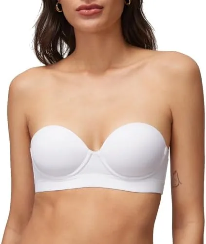 halobliss strapless balconette bra for women small chests white 34a